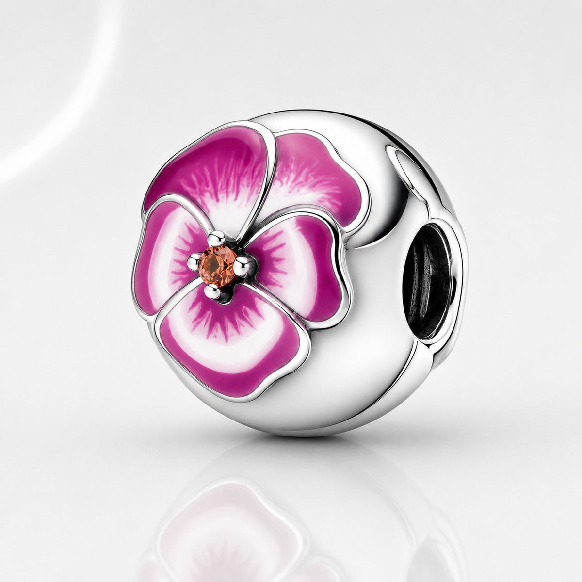 S925 Pansy Flowers Caterpillar Butterfly Regal Crown Sterling Silver Charm Collection