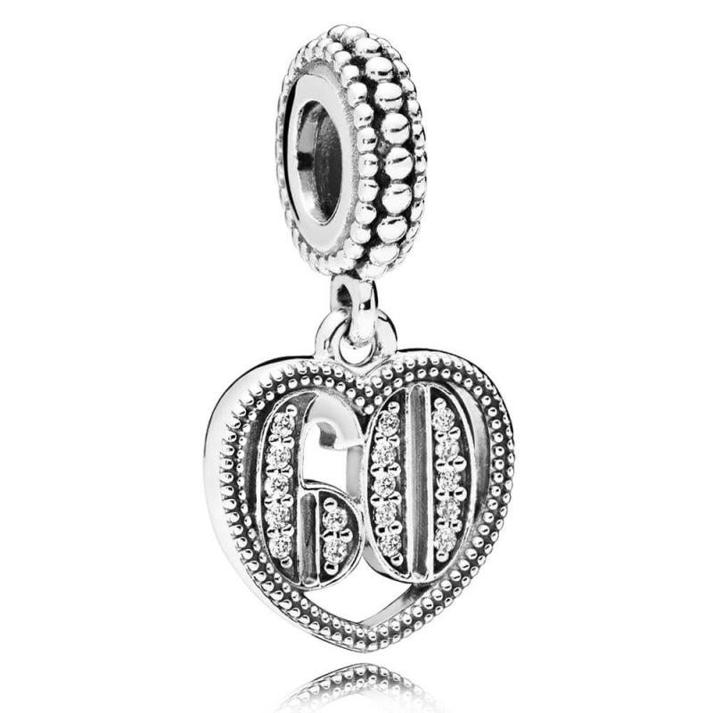 60th Birthday Dangle Charm S925 Sterling Silver