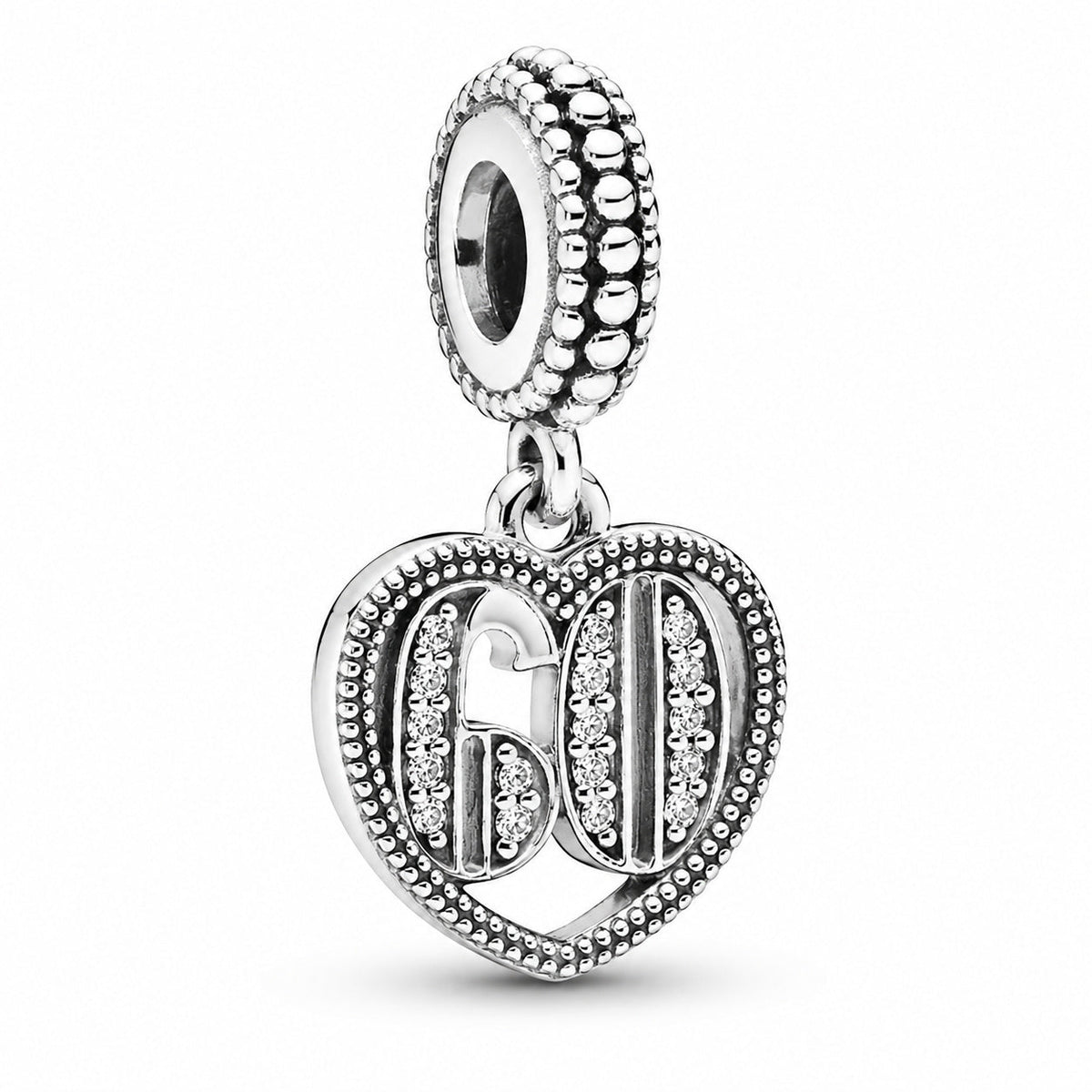 60th Birthday Dangle Charm  S925 Sterling Silver