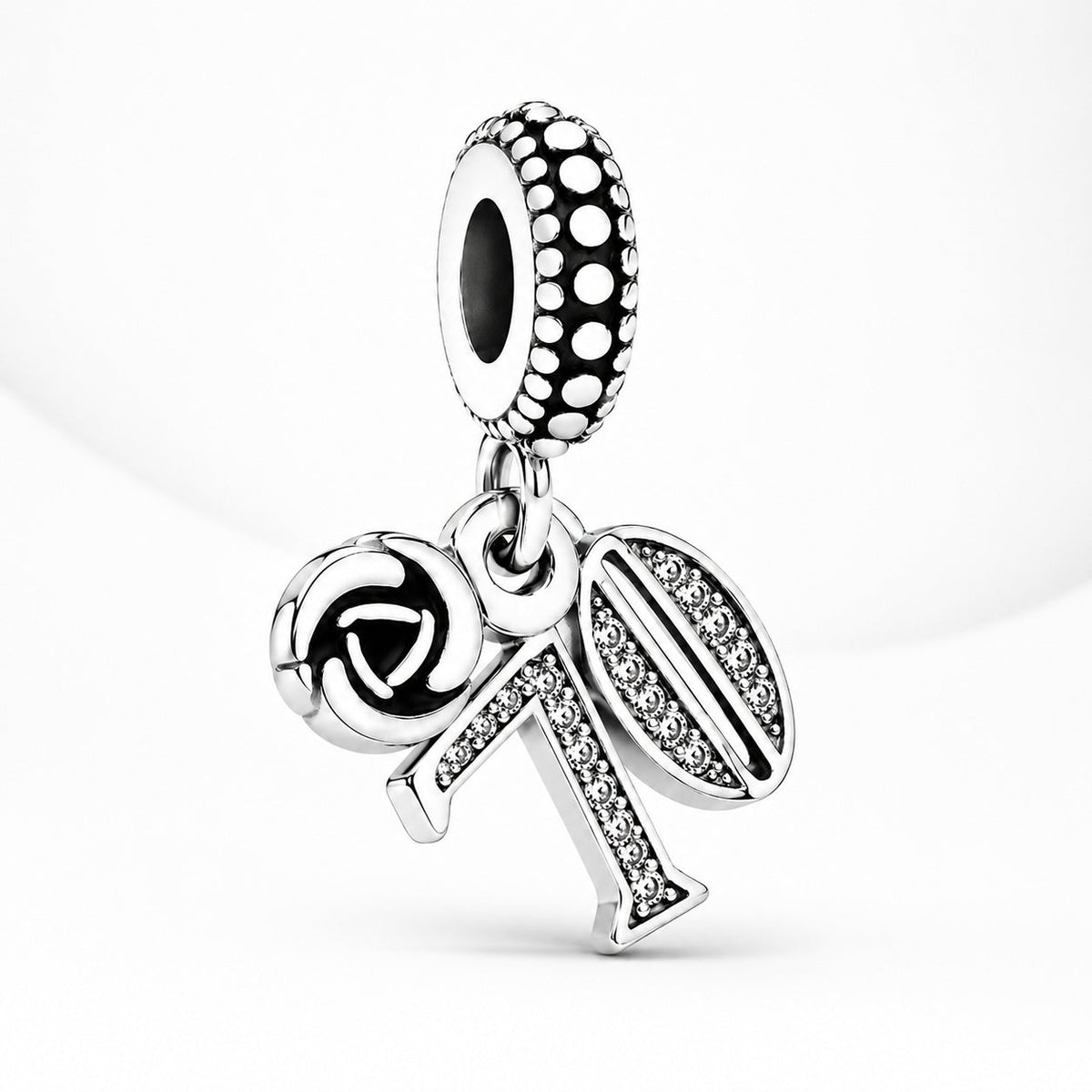 70th Birthday Dangle Charm S925 Sterling Silver