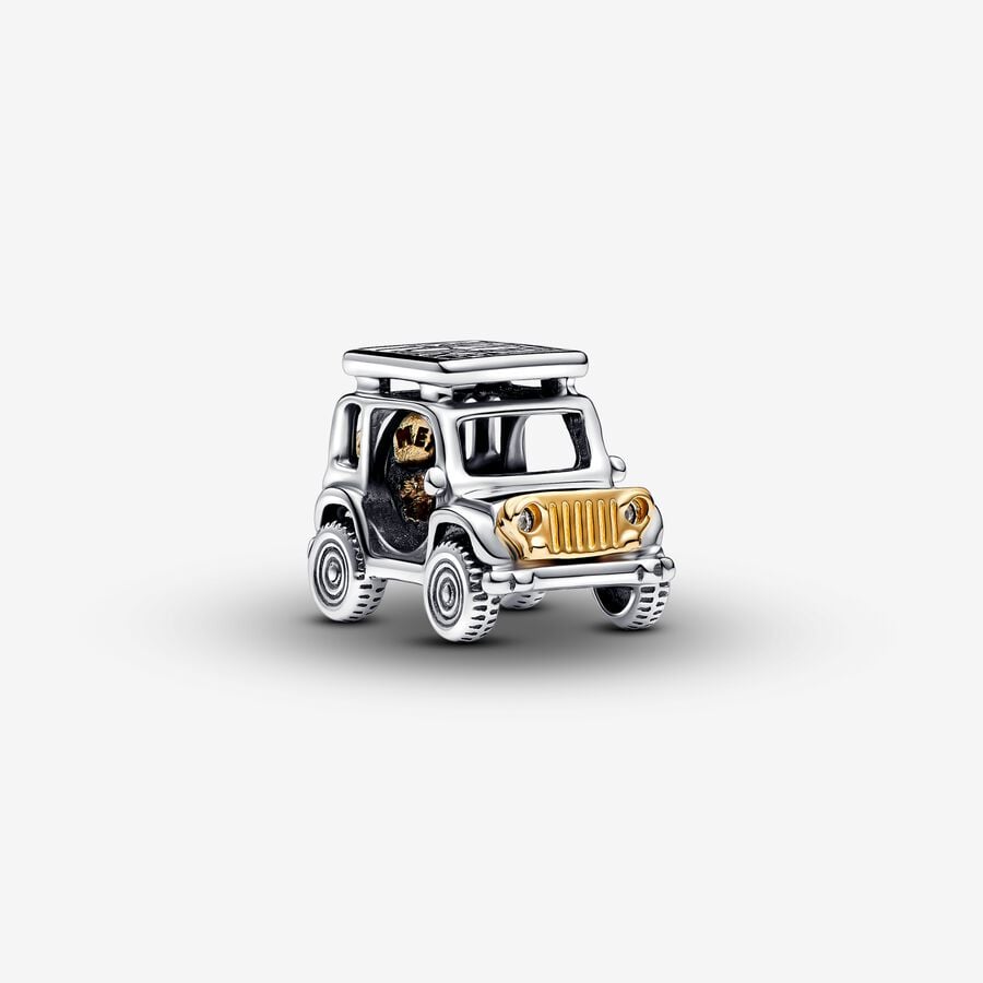 Two-tone Adventure Car Charm S925 Sterling Silver