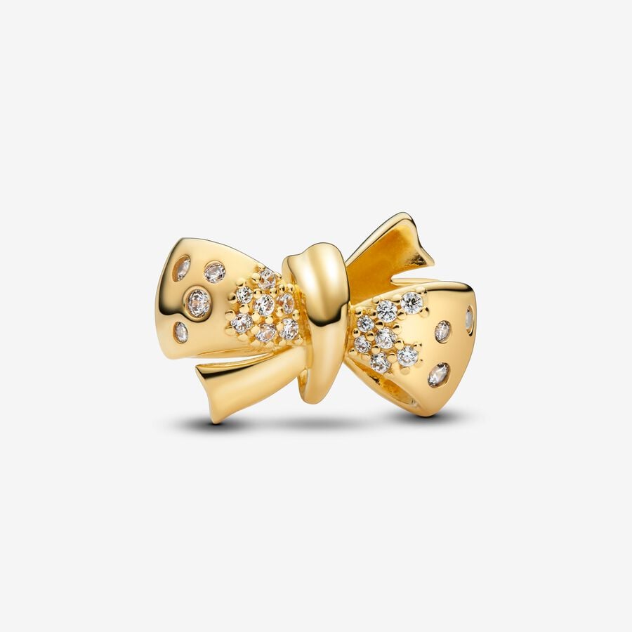 Sparkling Bow Charm S925 Sterling Silver