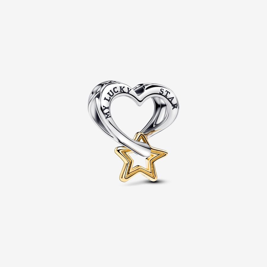 Lucky Star & Heart Charm S925 Sterling Silver