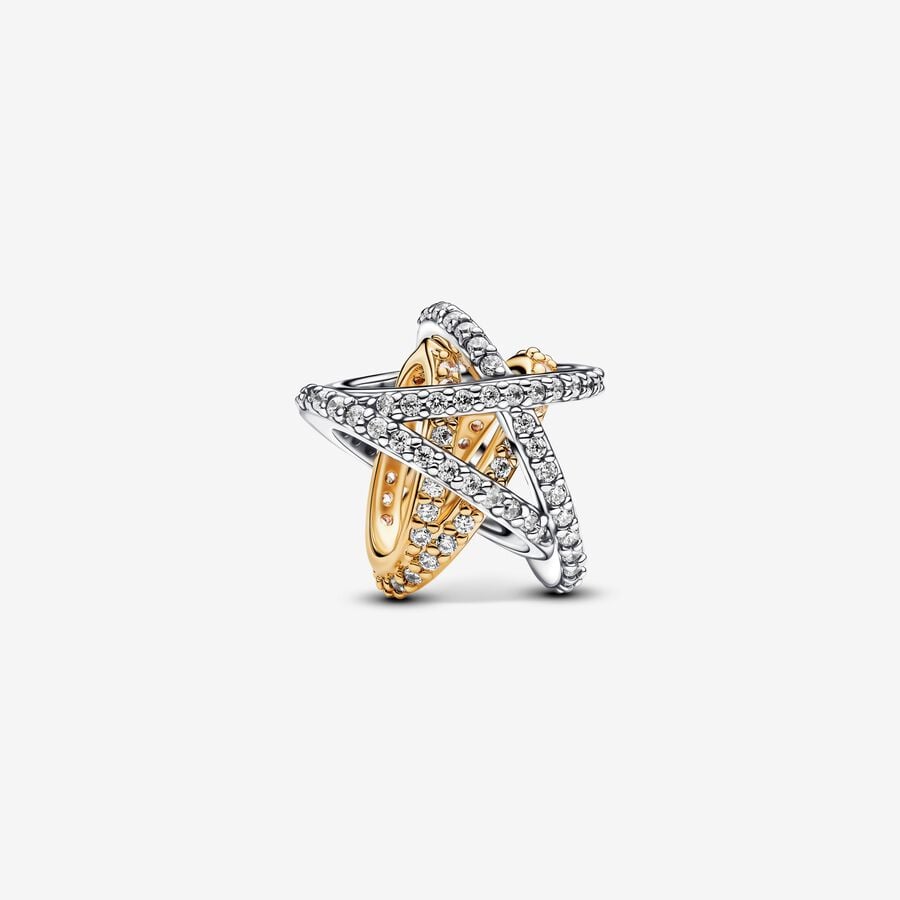 Sparkling Crossover Star Charm S925 Sterling Silver