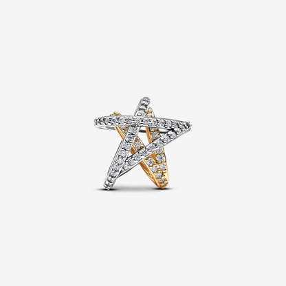 Sparkling Crossover Star Charm S925 Sterling Silver