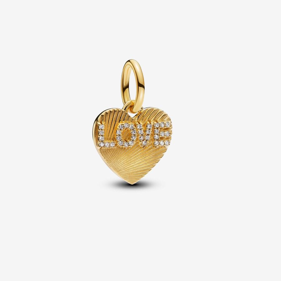 Engravable Love Heart Dangle Charm S925 Sterling Silver