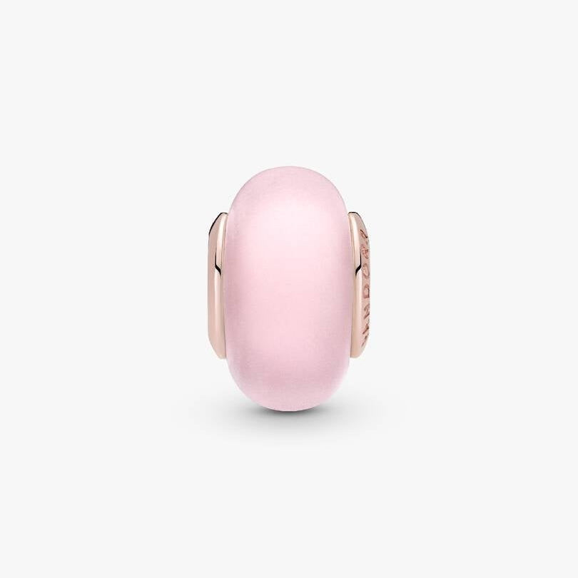 Matte Pink Murano Glass Charm S925 Sterling Silver