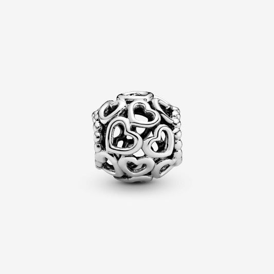 Hearts All Over Charm Hallmarked S925 Sterling Silver