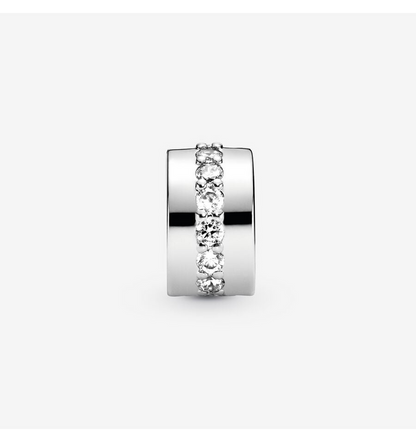 Clear Sparkling Row Clip Charm S925 Sterling Silver