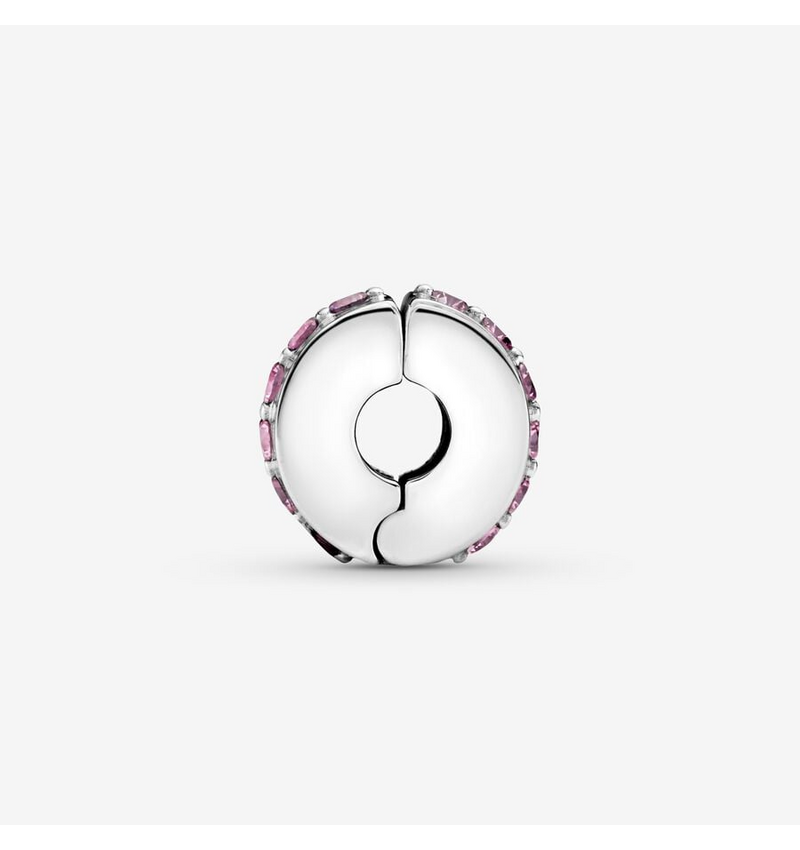 Pink Sparkling Row Clip Charm S925 Sterling Silver