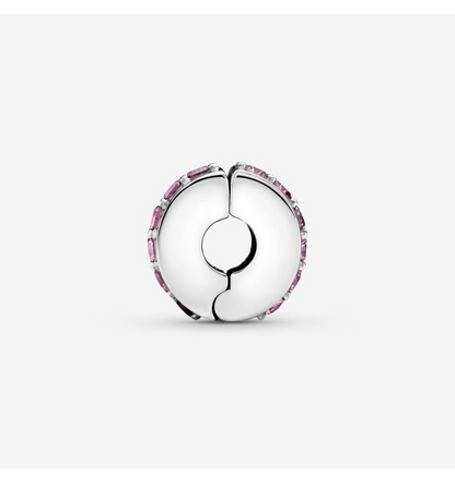 Pink Sparkling Row Clip Charm S925 Sterling Silver