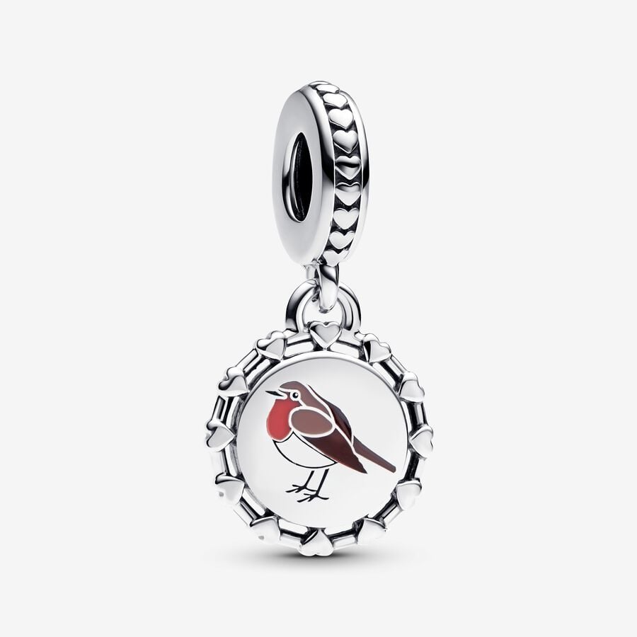 Engravable Robin Bird Dangle Charm S925 Sterling Silver