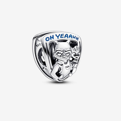 Marvel Guardians of the Galaxy Rocket Raccoon & Groot Emblem Charm  S925 Sterling Silver