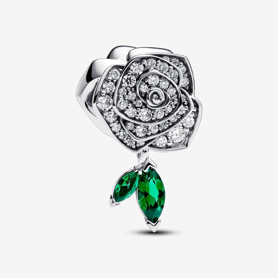 Sparkling Rose in Bloom Charm S925 Sterling Silver