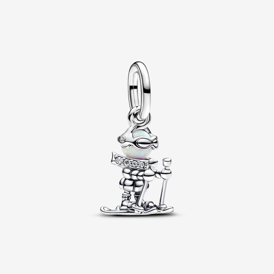 Skier Dangle Charm S925 Sterling Silver