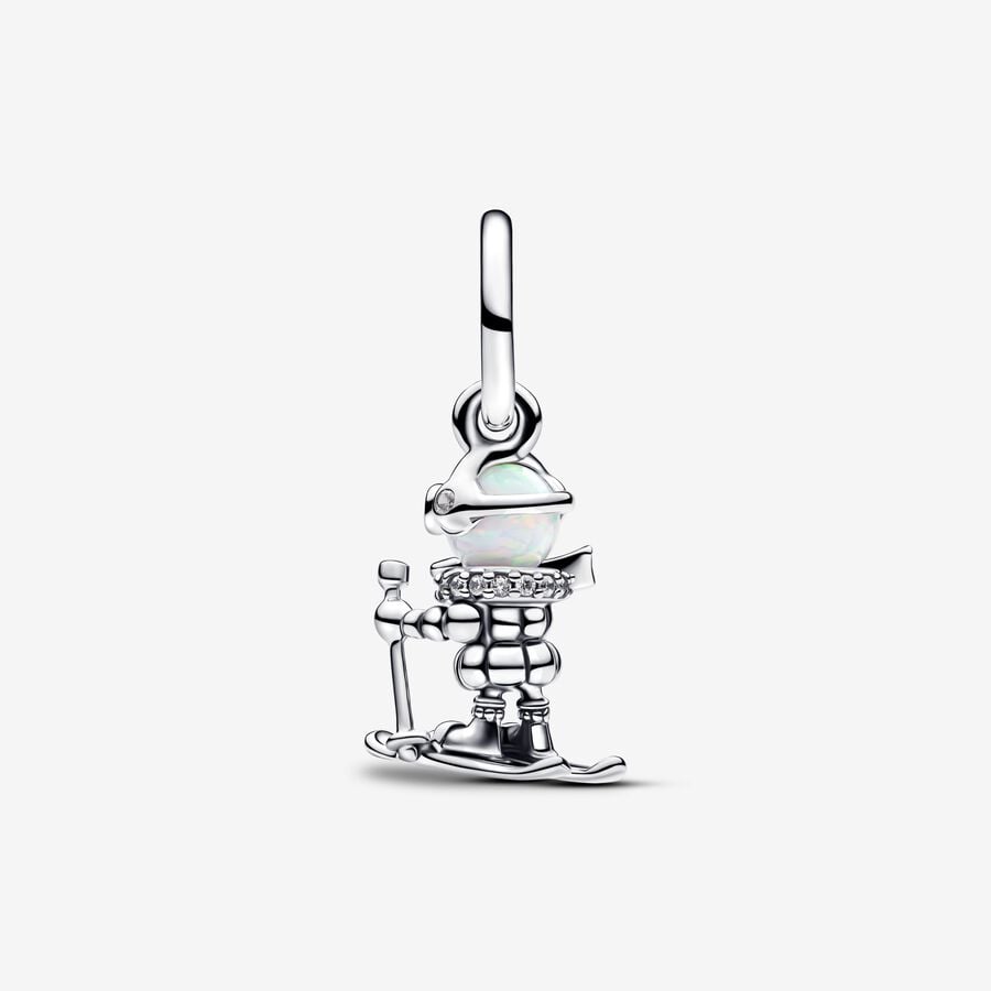 Skier Dangle Charm S925 Sterling Silver