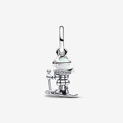 Skier Dangle Charm  S925 Sterling Silver