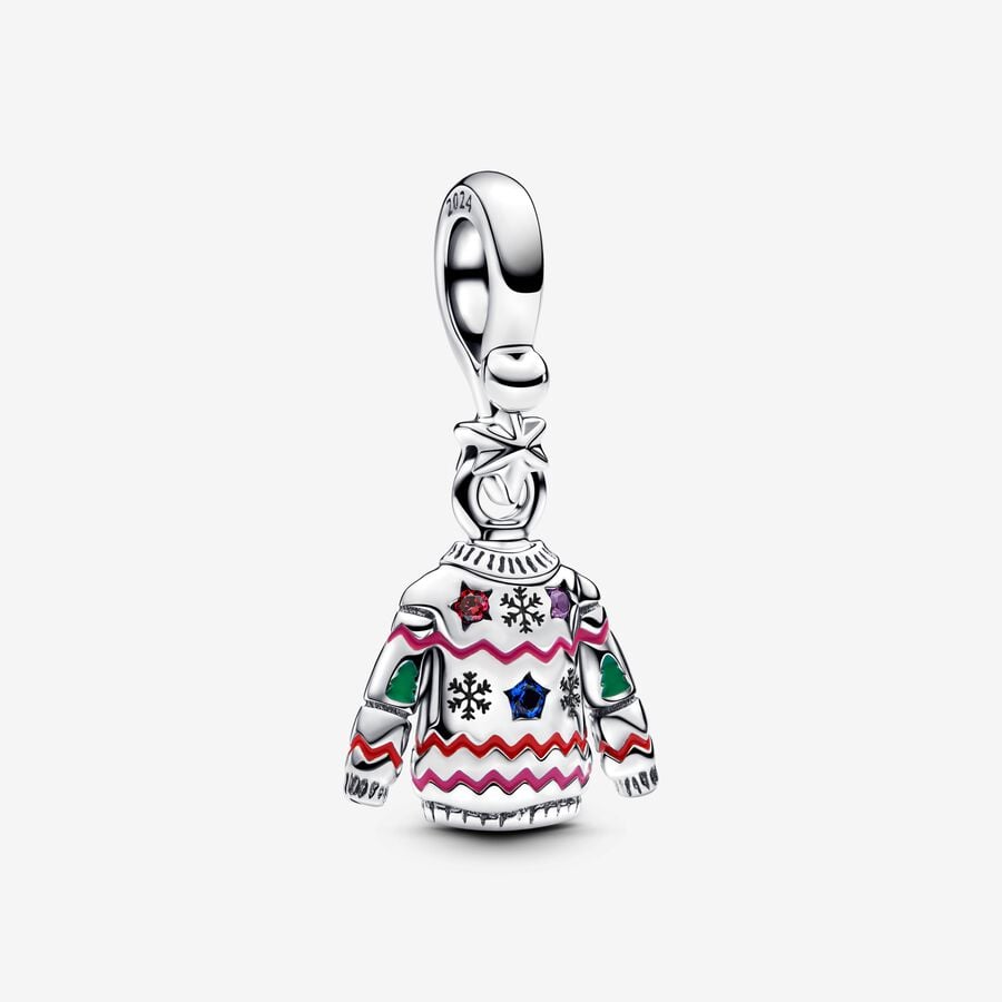 Christmas Sweater Dangle Charm S925 Sterling Silver