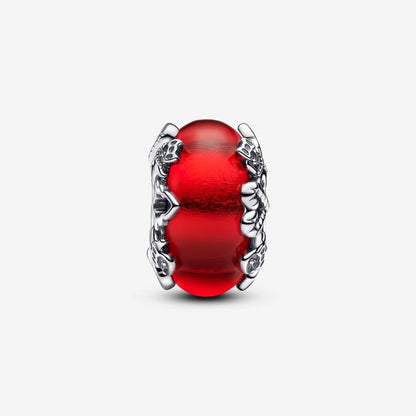 Red Magic Murano Glass Charm S925 Sterling Silver