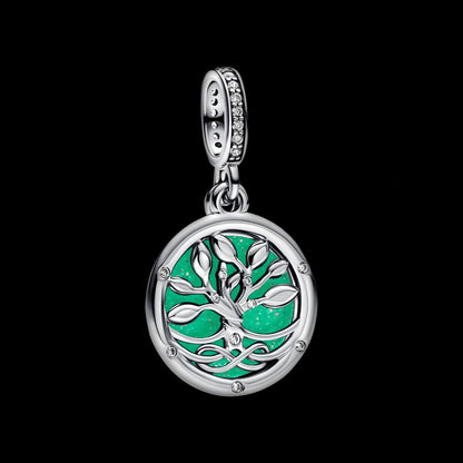 Glow-in-the-dark Infinity Tree Double Dangle Charm S925 Sterling Silver