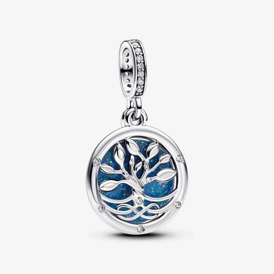 Glow-in-the-dark Infinity Tree Double Dangle Charm S925 Sterling Silver