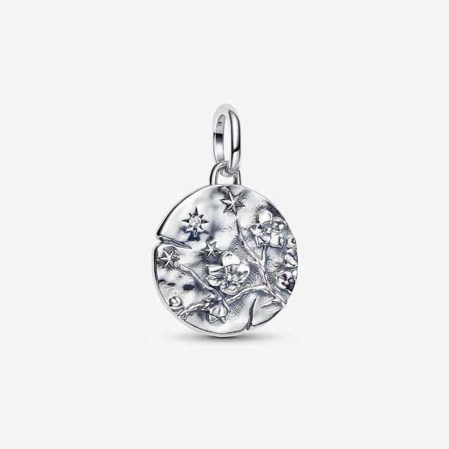 Cherry Blossom Medallion Charm S925 Sterling Silver