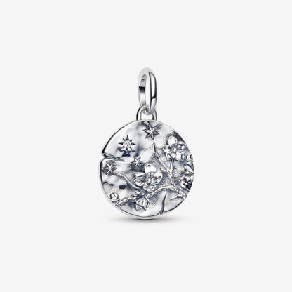 Cherry Blossom Medallion Charm S925 Sterling Silver