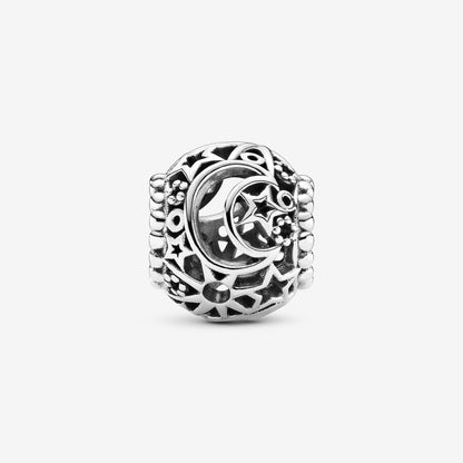 Openwork Sun, Stars & Moon Charm  S925 Sterling Silver