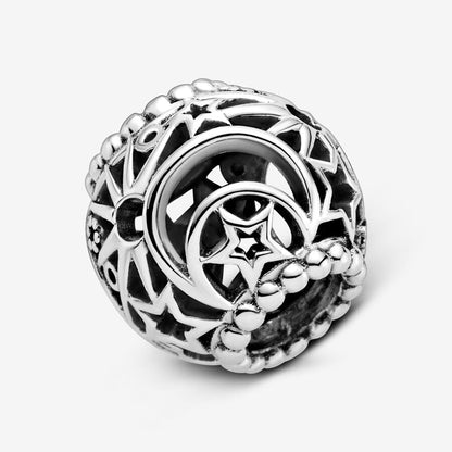 Openwork Sun, Stars & Moon Charm  S925 Sterling Silver