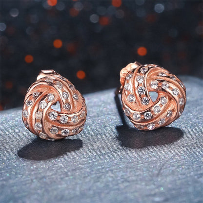 Love Knots Sterling Silver Rose gold stud Earrings
