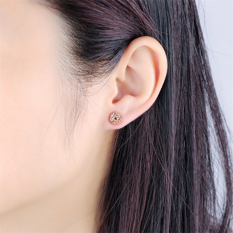 Love Knots Sterling Silver Rose gold stud Earrings