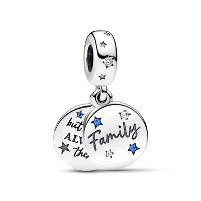 Family Love Double Dangle Charm S925 Sterling Silver