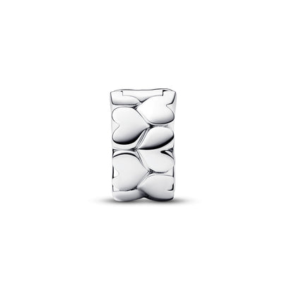 Heart Pattern Clip Charm S925 Sterling Silver