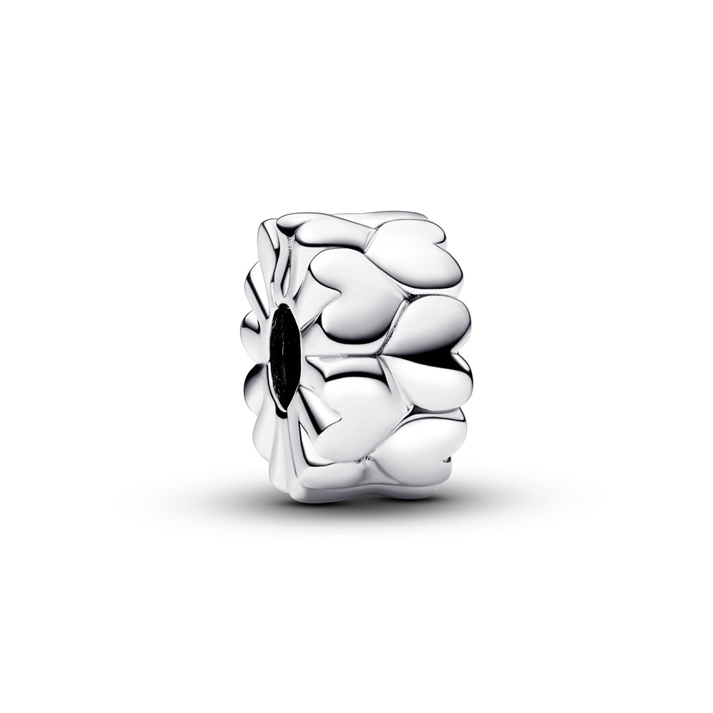 Heart Pattern Clip Charm S925 Sterling Silver