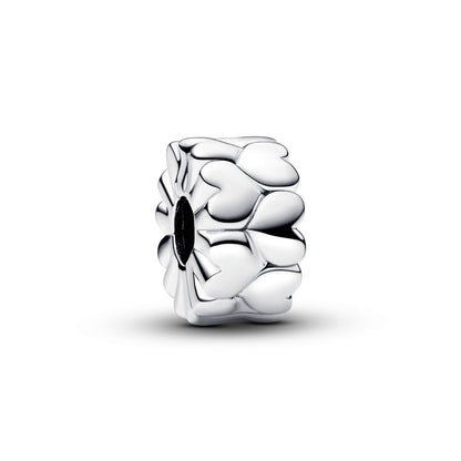 Heart Pattern Clip Charm S925 Sterling Silver