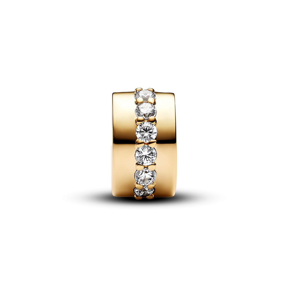 Clear Sparkling Row Clip Charm S925 Sterling Silver