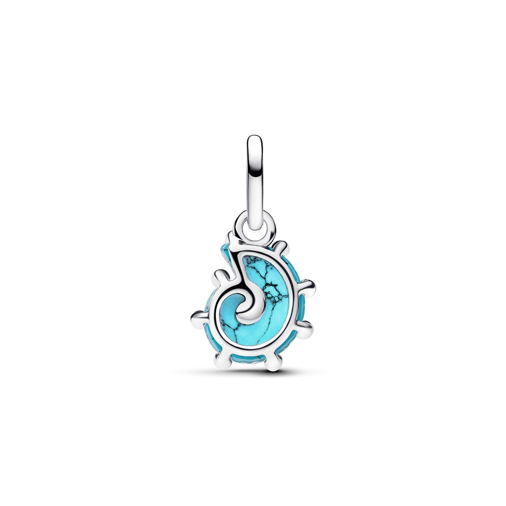 Blue Murano Glass Sea Snail Dangle Charm S925 Sterling Silver
