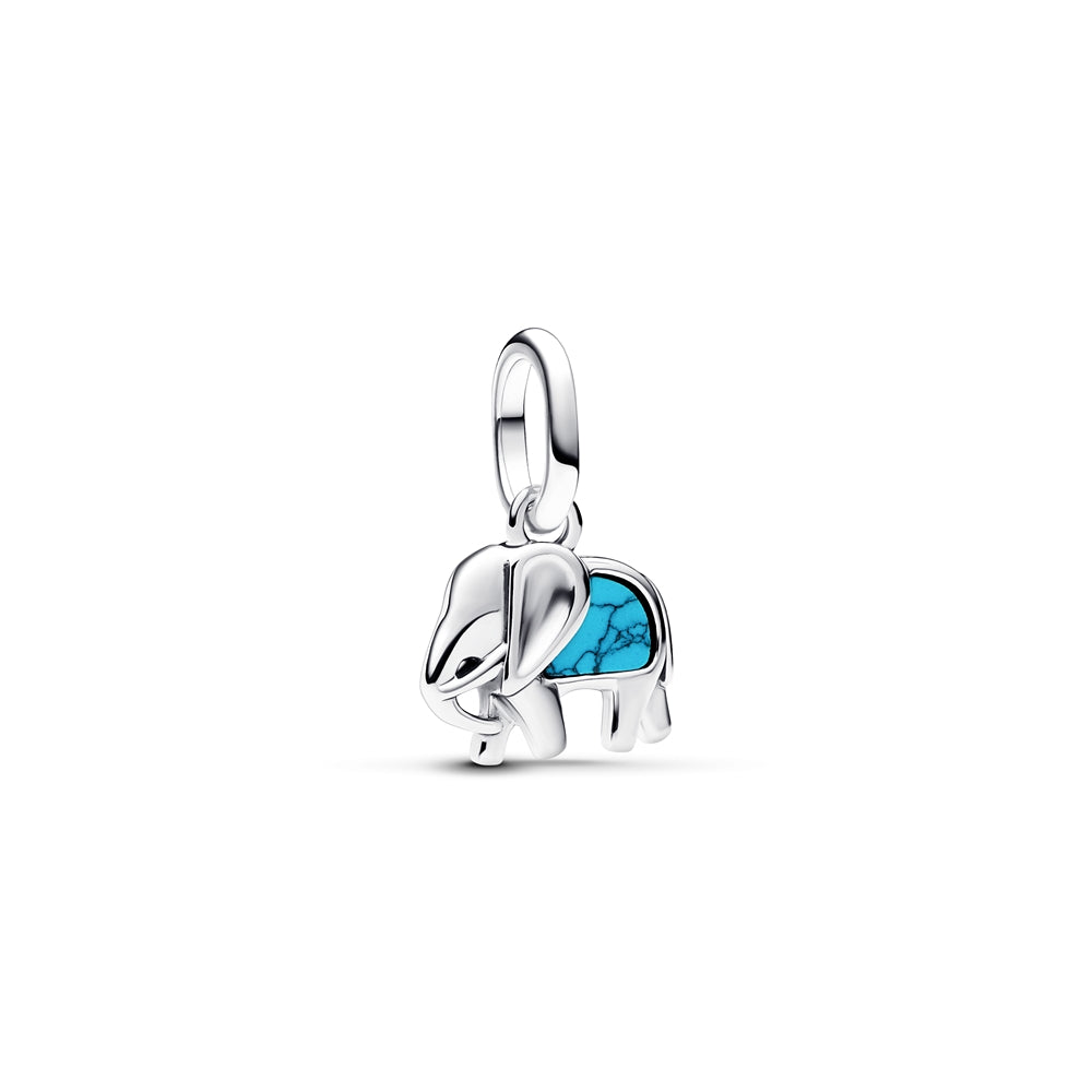 Turquoise-coloured Elephant Mini Dangle Charm S925 Sterling Silver