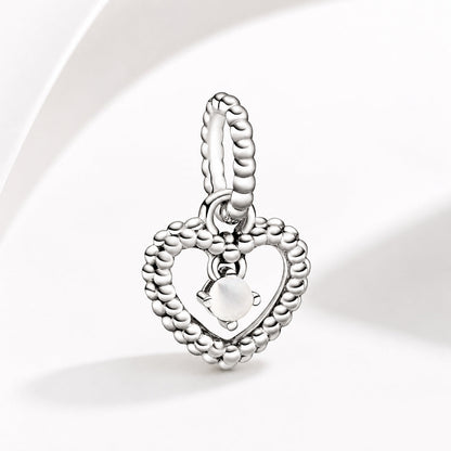 Birthstone Heart Months Dangle Silver Charm S925 Sterling Silver Charms Collection