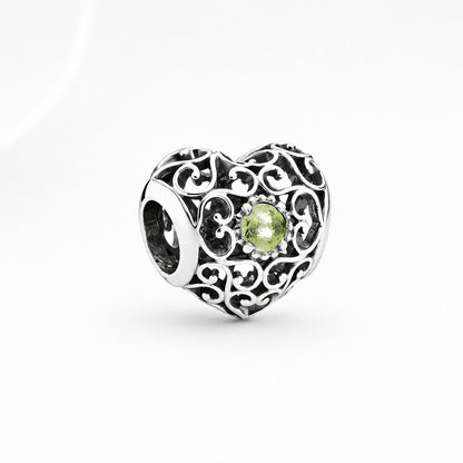 S925 Signature Heart Birthstone Months Charms Collection