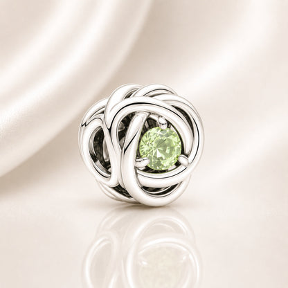 S925 Birthstone Eternity Circle Months Sterling Silver Charm Collection