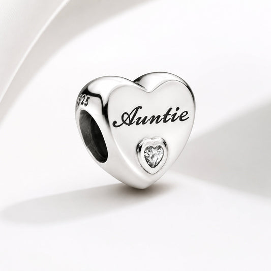 Auntie Heart Charm  S925 Sterling Silver