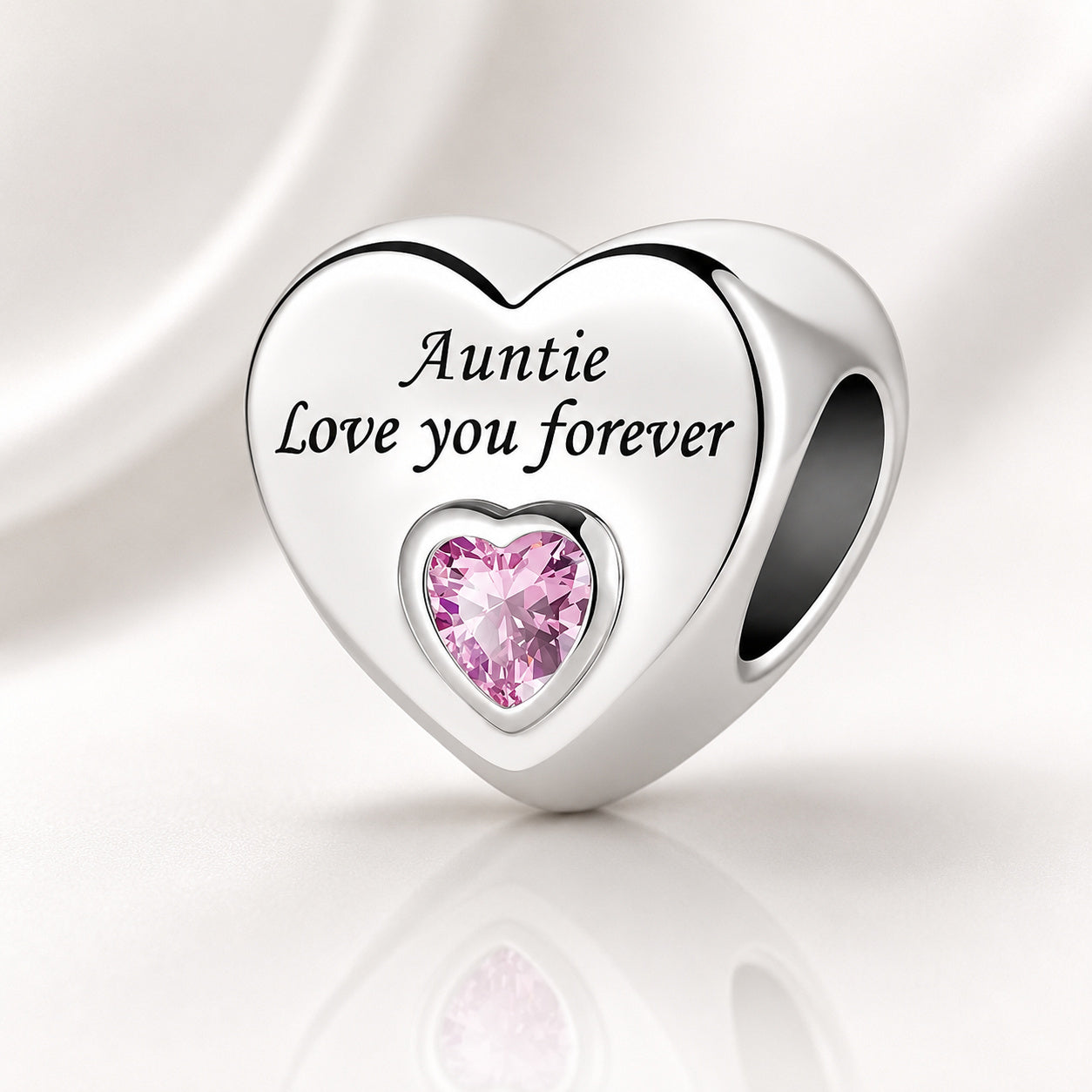 Auntie Love You Forever Heart Charm S925 Sterling Silver