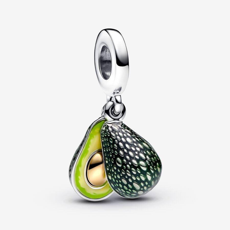 Avocado Double Dangle Charm S925 Sterling Silver