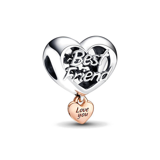 Love You Best Friend Heart Charm S925 Sterling Silver
