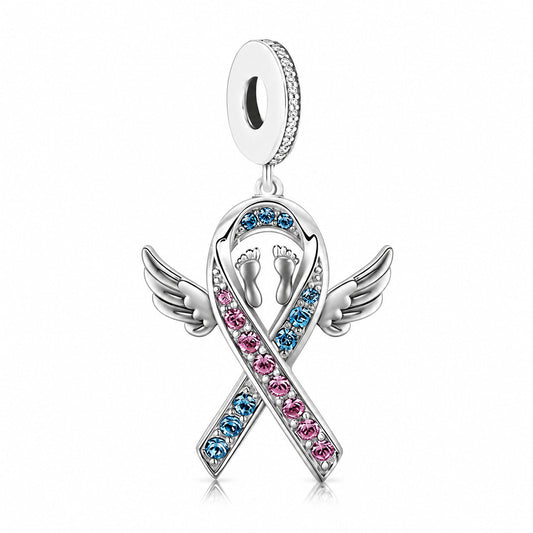 Baby Infant Loss Awareness Ribbon Charm S925 Sterling Silver