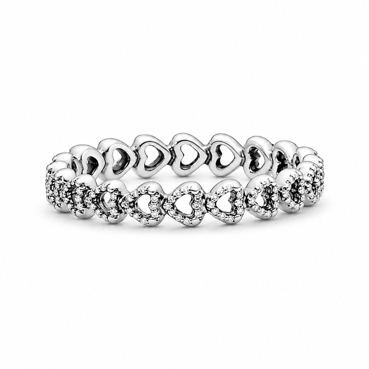 Band of Hearts Sterling Silver Ring