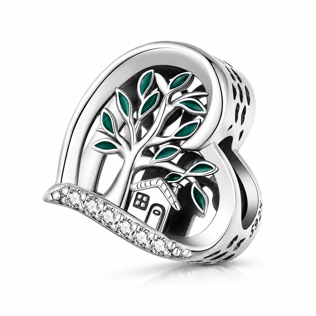 Beautiful Home Under Trees Charm  S925 Sterling Silver
