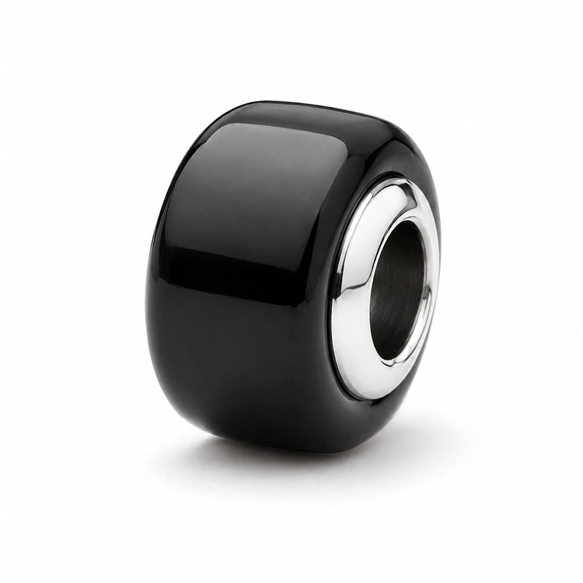 Black Mini Murano Glass Charm  S925 Sterling Silver