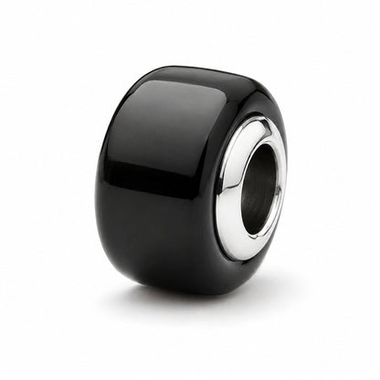 Black Mini Murano Glass Charm  S925 Sterling Silver